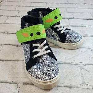 Star Wars The Mandalorian Baby Yoda High Top Sneakers. Toddler Boys Shoes.